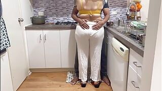 Big Booty Desi Woman Pleasured by Friend’s Husband in Kitchen – Loud Kissing and Moaning
